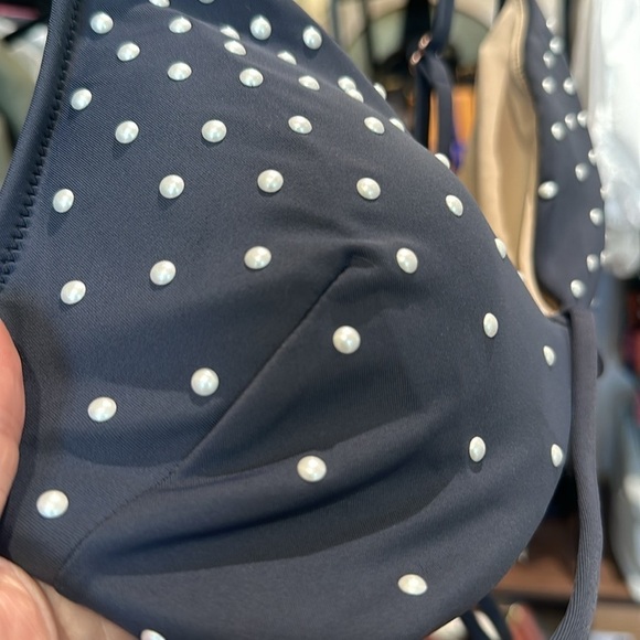 🟢Nwt Women's Embellished Strappy Triangle Bikini Top - Picture 4 of 5